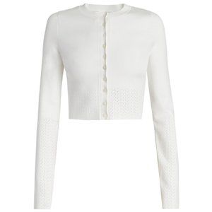 Victoria Beckham - Cropped Dot-Knit Cardigan